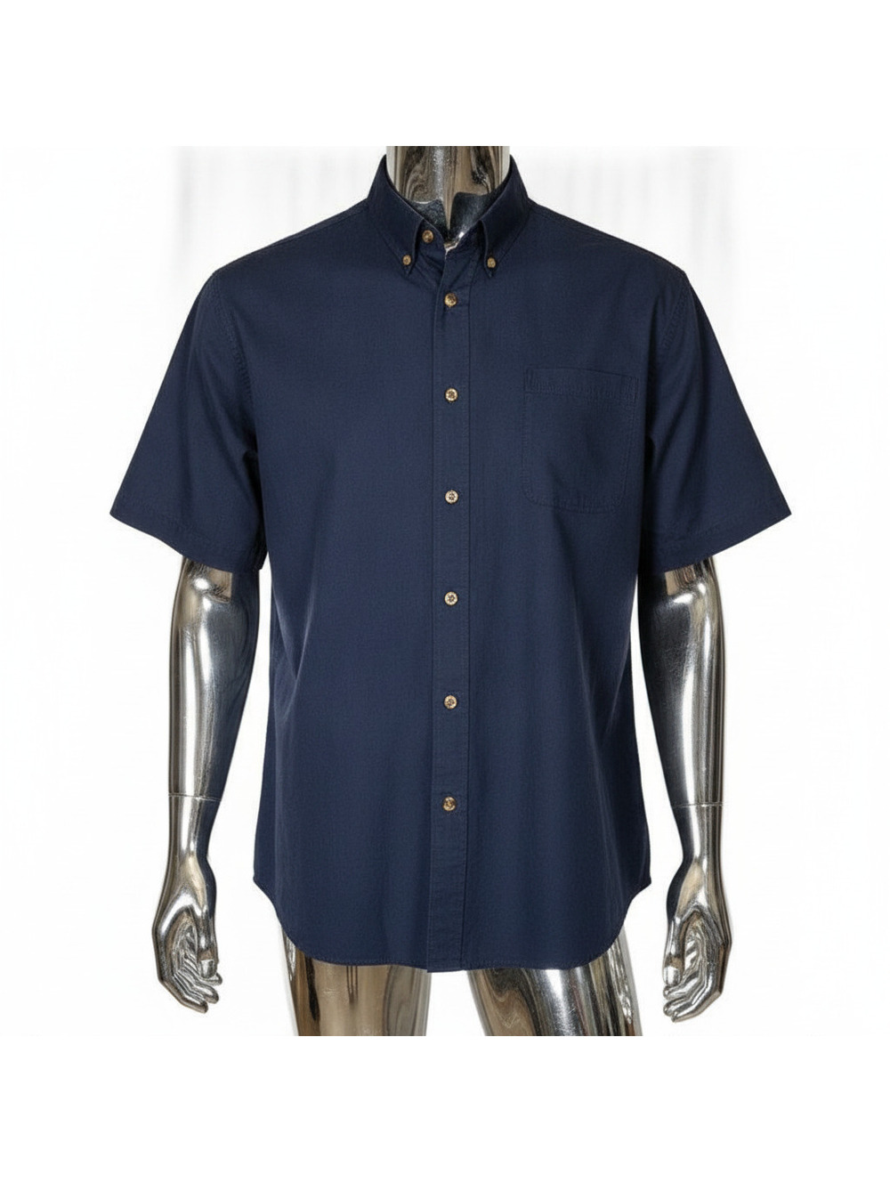 Kingsize Men's Big 4XL Button-Up Short Sleeve Shirt Blue
